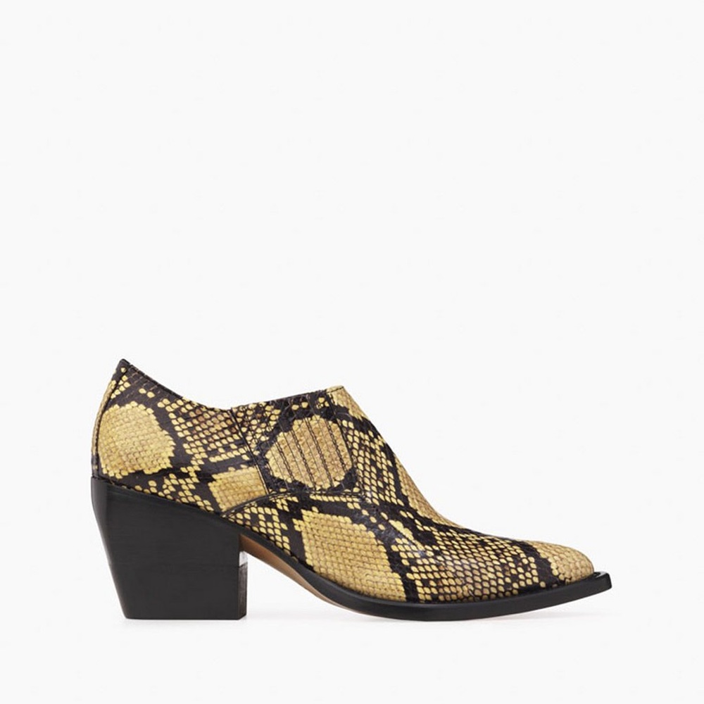 Chloe Rylee Ankle Boots Brown Snake Embossed US 7.5 EU 37.5